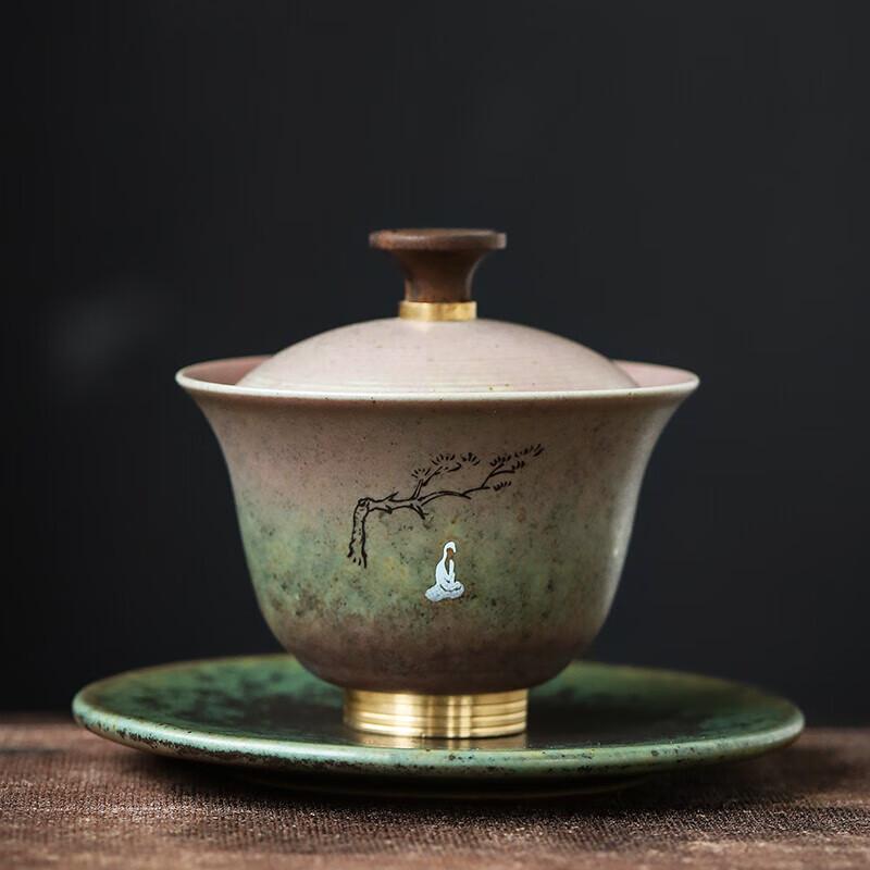Sushic Ceramic Gongfu Gaiwan with Copper Foot