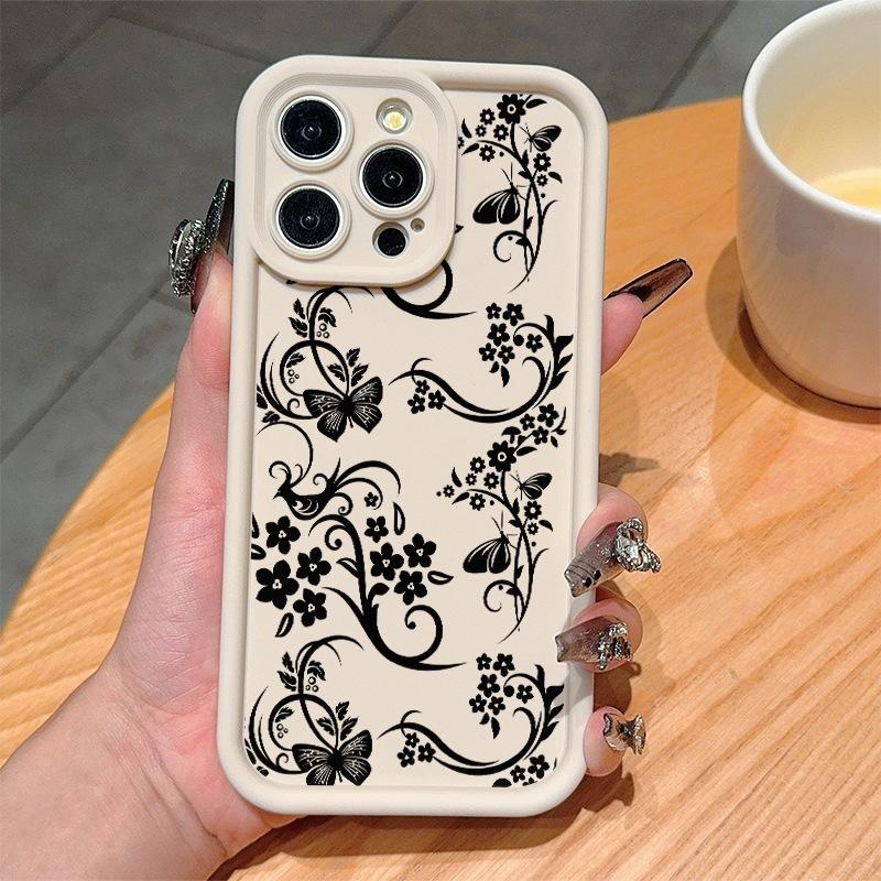 Butterfly Flower Suitable for Apple 13 mobile phone case iphone12promax cover 14/11 soft 15/16 anti-drop XS MAX
