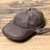 Men'S Genuine Leather Hat Bag, Cowhide Zipper Key Bag, Mad Horse Leather Change Bag, Large Capacity Mobile Phone Bag.