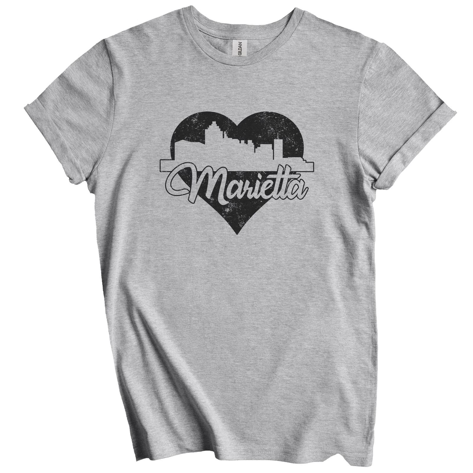 Retro Marietta Georgia Skyline Heart Distressed T-Shirt M
