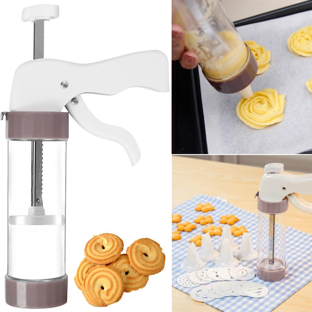 Cookie Press Set Cookie Press Gun Kit Biscuit Maker Churro Maker Cookie Press Machine with 13 Cookie Discs 6 Icing Nozzles Cake