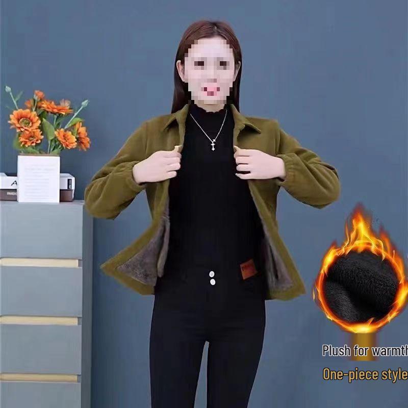 2025 New Style Corduroy Jacket for Middle-aged Women: Autumn/Winter Long Sleeve Versatile Top