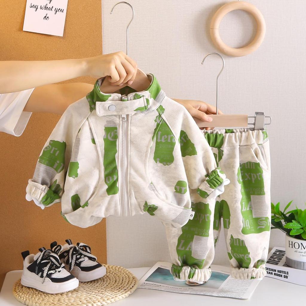 Kinder Langarm Set, Jungen Stehkragen Langarm Lange Hose Zweiteiler, Schicke Kleidung für Jungen Babys