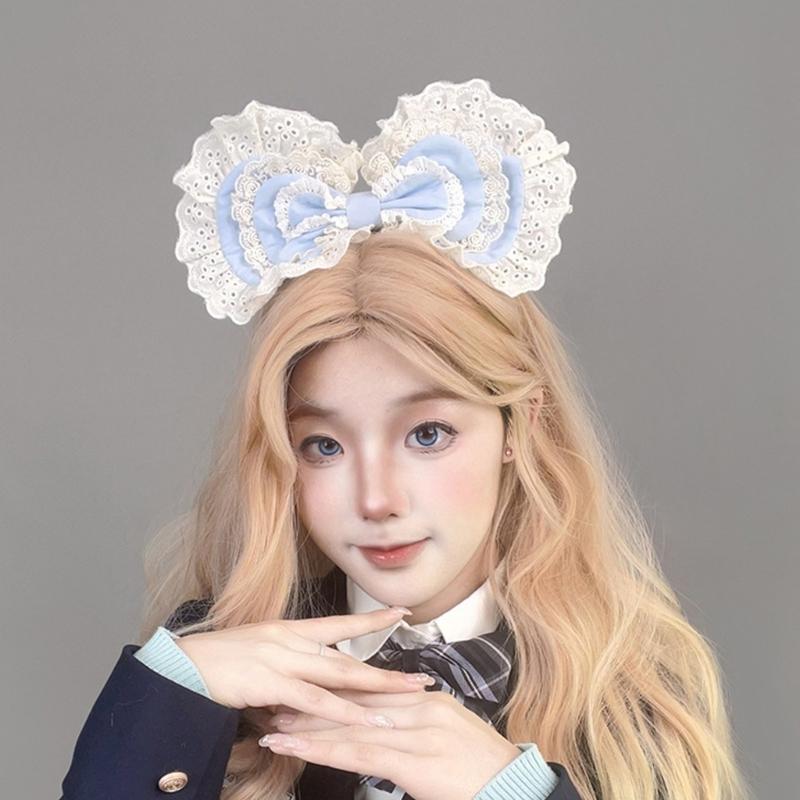 Lace Bows Headbands Party Hair Accesory For Women Elegant Design Suitable For Parties And Cosplay Event