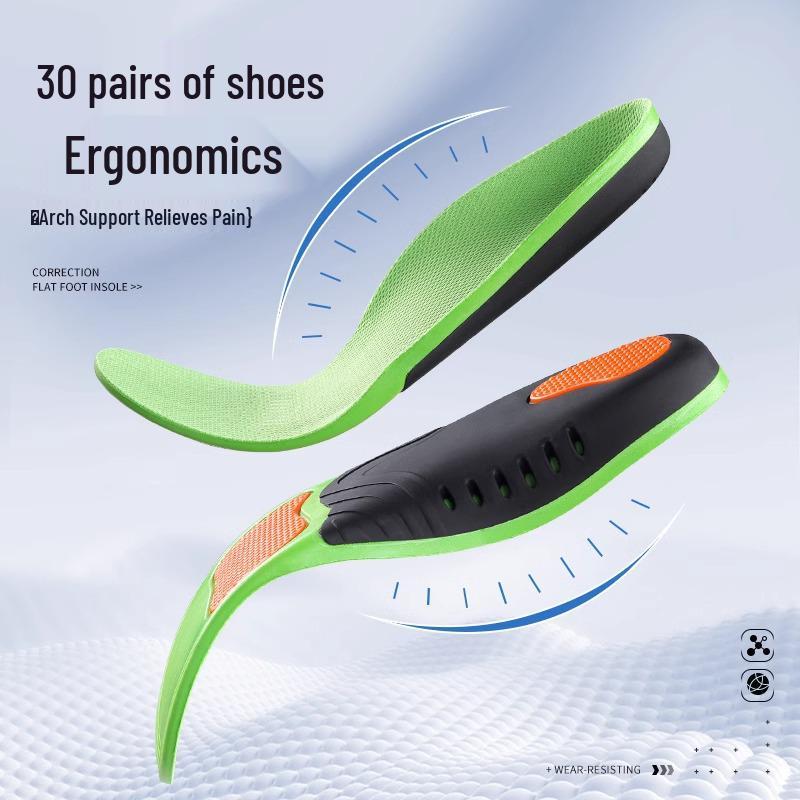 Herren Hochelastische Einlegesohlen mit Fußgewölbeunterstützung - Atmungsaktiv, Schweißabsorbierend, Stoßdämpfend, Plattfußkorrektur.