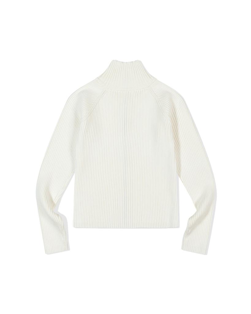 MOAA Ribbed Mock Neck Zip-Up (Ivory)