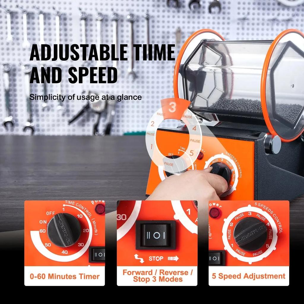 Máquina Pulidora SIHAO 3KG 5KG Pulidora Eléctrica Rotatoria Tambor para Joyería Máquina Pulidora de Gemas DIY Mini-Tambor Herramientas de Acabado