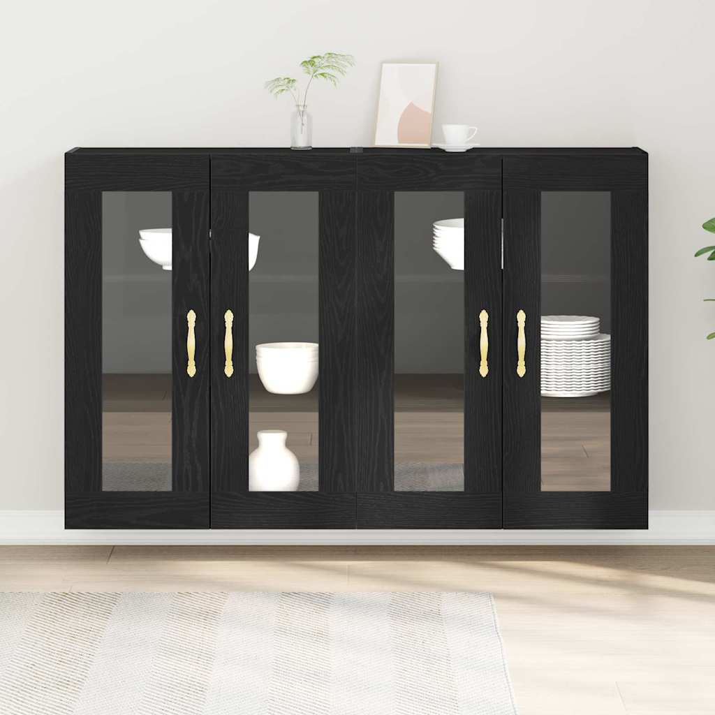 Wall Cabinets 2 pcs Black Oak Effect 69.5 x 34 x 90 cm
