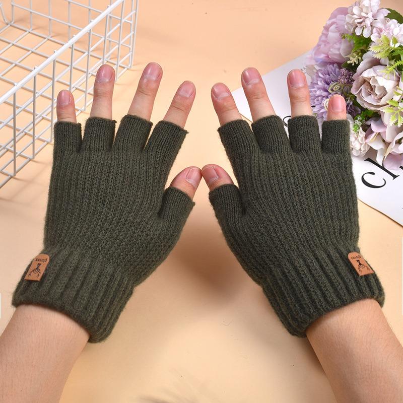 Winter gloves men's plush thickened warm winter gloves men's plush wool knitted gloves