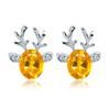 Christmas Reindeer Earrings With Crystal Gemstone For Women Fashion Jewelry