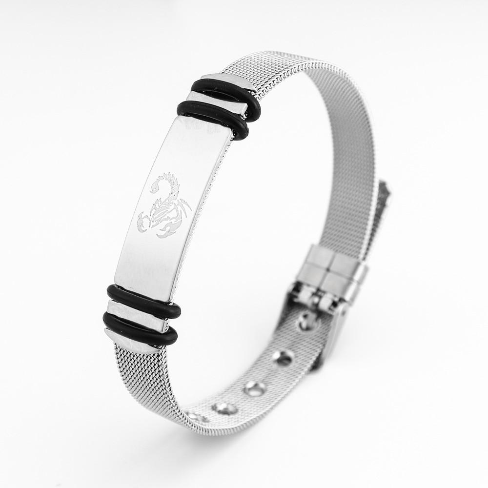 Fashion Scorpion Patterned Bracelet for Couples Punk Adjustable Stainless Steel Mesh Band for Holiday Gift Party Accessories