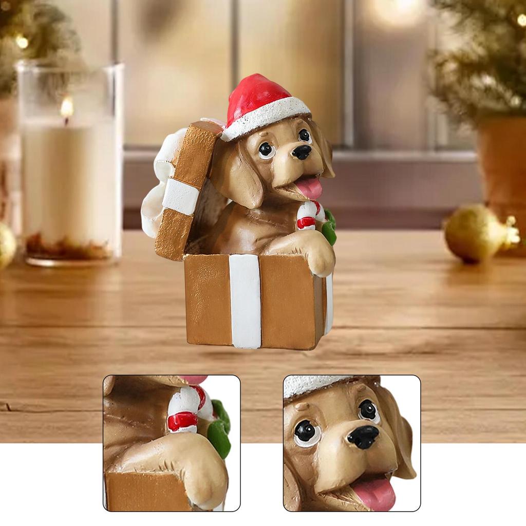 Miniatur-Weihnachtshund-Figur Sammlerstück Niedliche Weihnachtsdekorationen Kleine Hundestatue für Party Festival Kaminsims Regal Innen