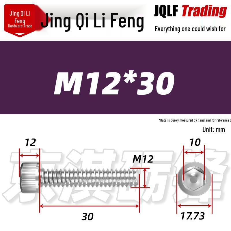 201 Stainless Steel Hex Socket Head Cap Screws M3-M27, Fully Threaded