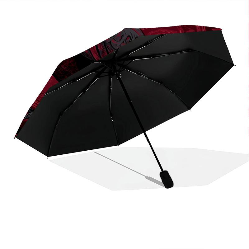 Rune Raven pattern, automatic folding umbrella, portable and foldable design, 8 ribs, a Christmas or birthday gift.