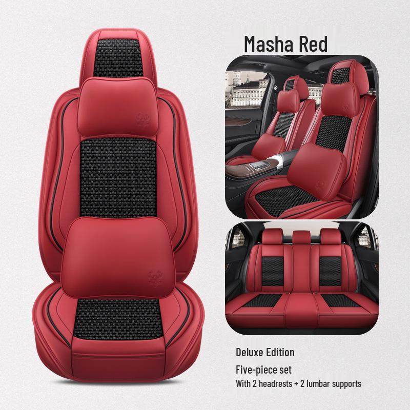BS38 Ice Silk Leather All-Season Car Seat Cushion - Universal Fit for SUV, Sedan, Pickup, Off-Road Vehicle.
