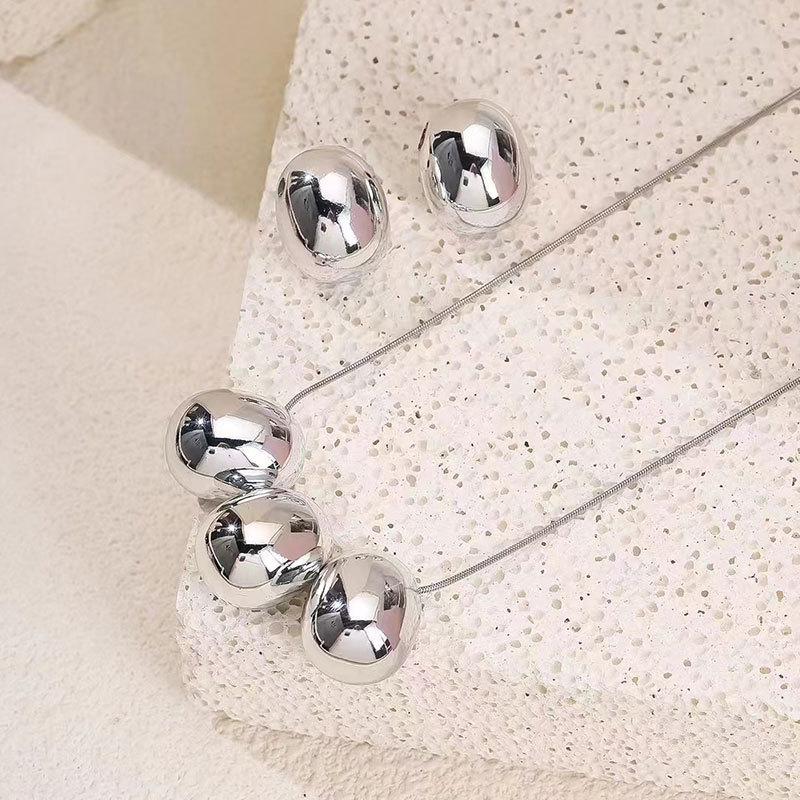 Bow Love Doudou Necklace Earrings Set High-End Women'S Niche Clavicle Chain Personalized Items