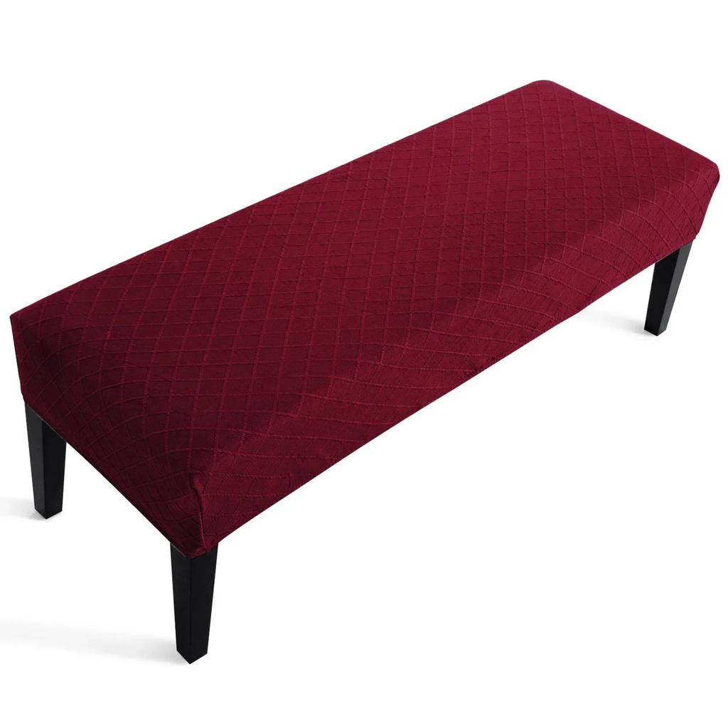 Jacquard Piano Chair Cover Stretch Jacquard Dining Bench Covers Rectangular Solid Color Thickened Stool Seat Cover 1PC