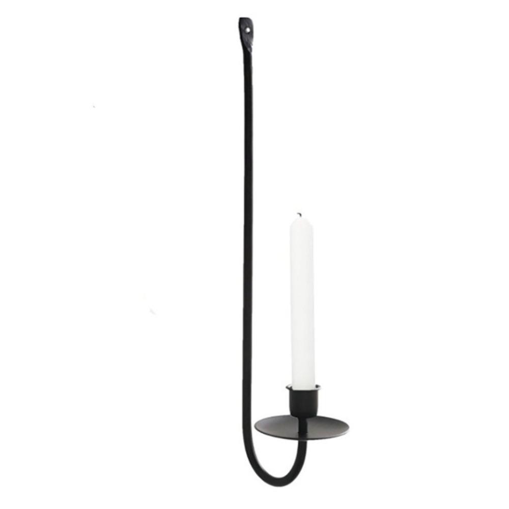 Retro Candlestick Holder L-Shape Metal Candle Sconce Vintage Candle Holder Candlelight Dinner чёрный