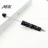 Beaded Ballpoint Pen Diamond Beadable Pens, Bling Rhinestone DIY Bead Pen, Crystal Shaft Decorative Black Ink Pens for Decorations Office School