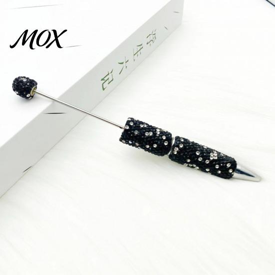 Beaded Ballpoint Pen Diamond Beadable Pens, Bling Rhinestone DIY Bead Pen, Crystal Shaft Decorative Black Ink Pens for Decorations Office School