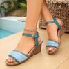 European and American Large-size Open-toe with Platform Sandals, Casual Slope Heel Buckle, Light Beach Sandals