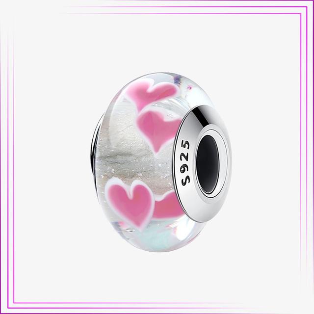 925 Sterling Sølv Hjerte Blomst Luftballong Flamingo Rosa Sjarm Plata De Ley Bil Katt Perle DIY For Originalt Armbånd Smykker
