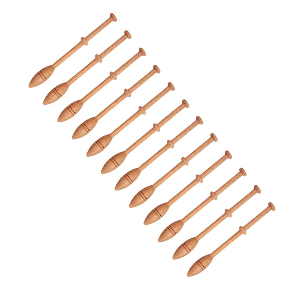 12Pcs Lace Bobbin Wooden Antique Vintage French Artisan Craft Turned Wood Weaving Tools
