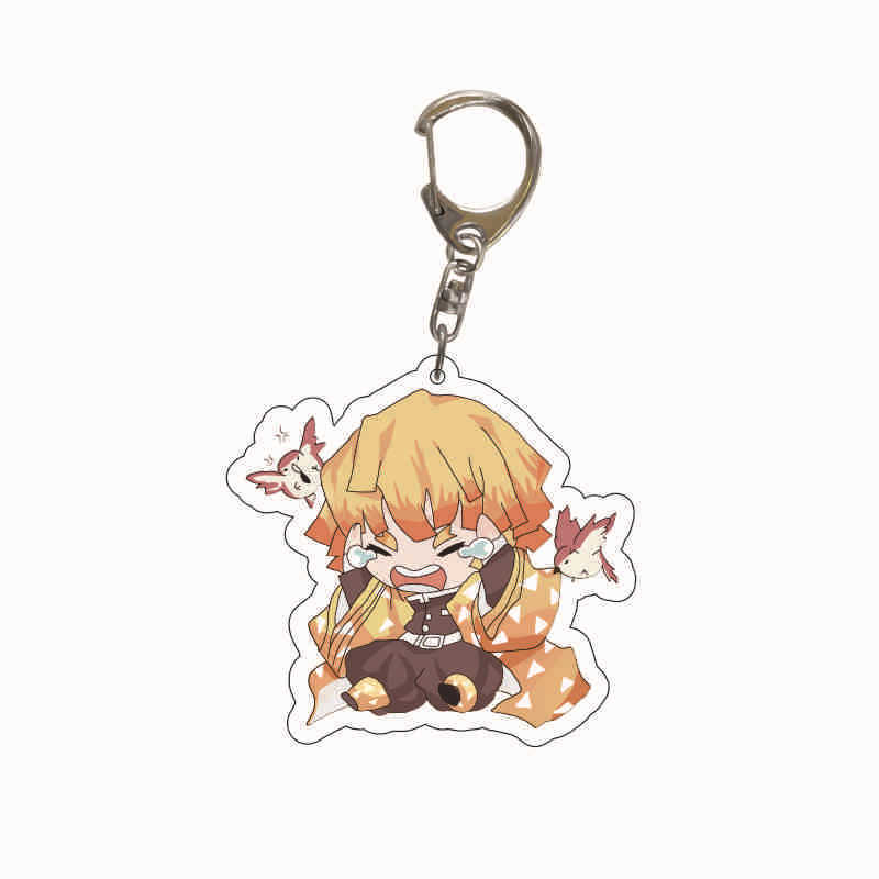 Demon Slayer Anime Acrylic Transparent Keychain Cute Accessories Food Theme Pendant Charm Decor Gift Fans Collection for Carry Mini Lightweight