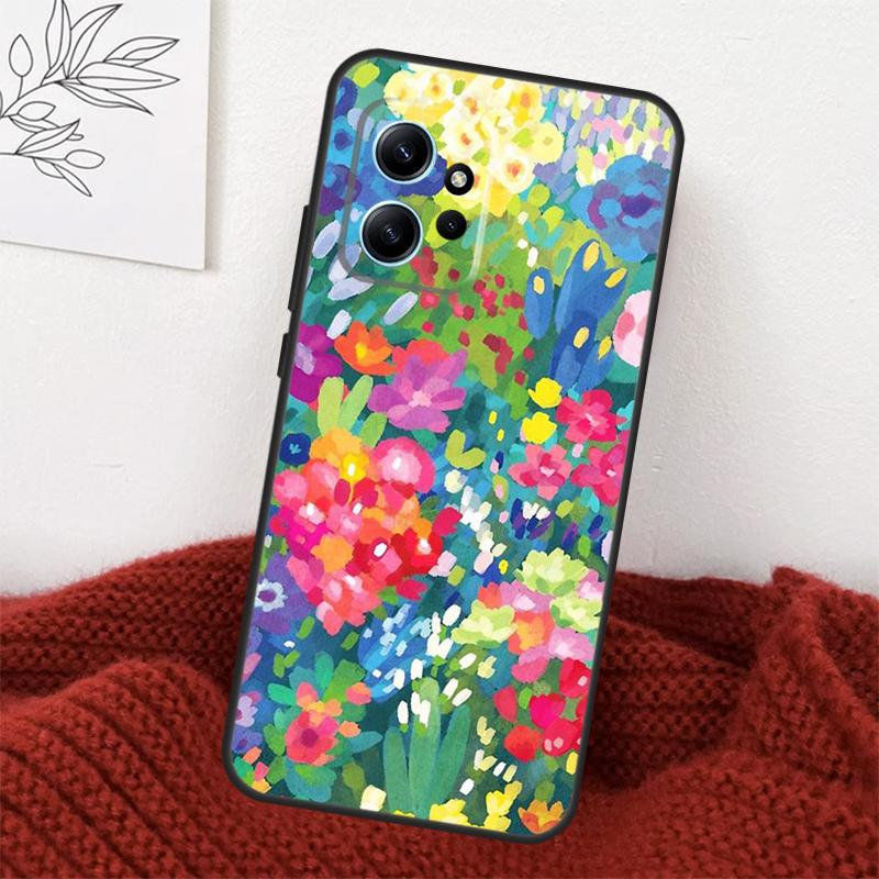 Buntes Blumenmalerei Kunstetui Für Xiaomi Redmi Note 13 9 10 11 12 14 15 Pro Plus Hülle Für Redmi 15 C 12C 13C 14C 10C