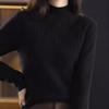Half Turtleneck Pullover Women's Casual Long-sleeved Loose Sweater Thickened Solid-color Knitted Sweater for Autumn and Winter