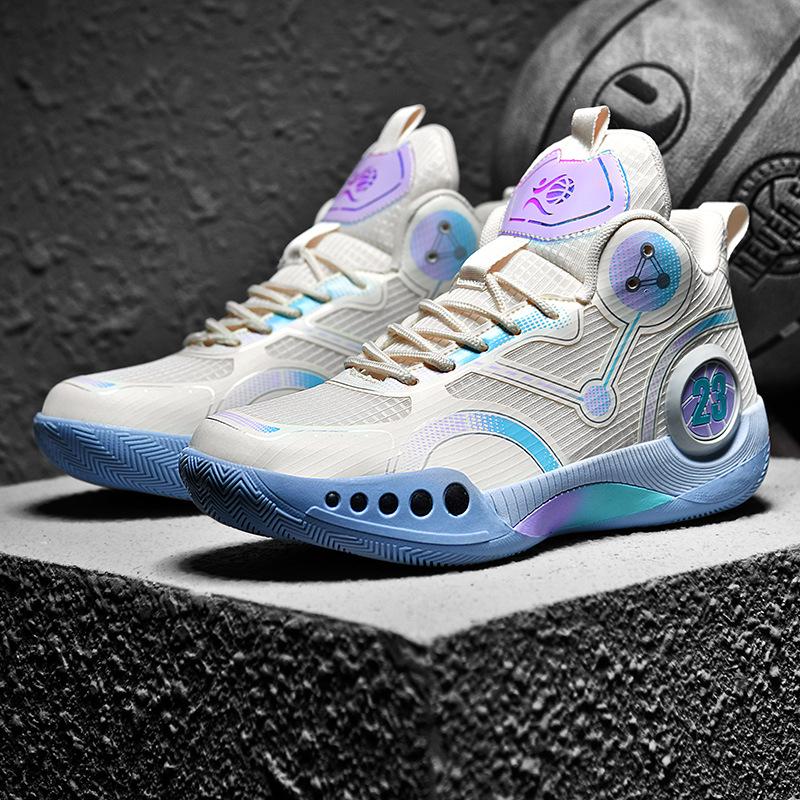 Men's High Top Breathable Non-Slip Shock-Absorbing Basketball Shoes for Middle School Students