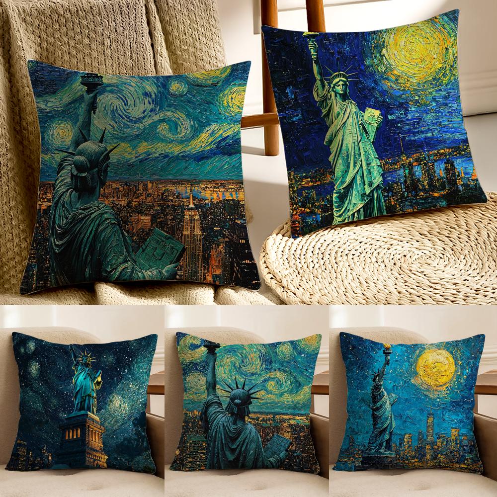 Anime GGoddess of LLiberty Cushion Cover Pillowcase Antidustmite living Room Sofa Decor Cushion Room