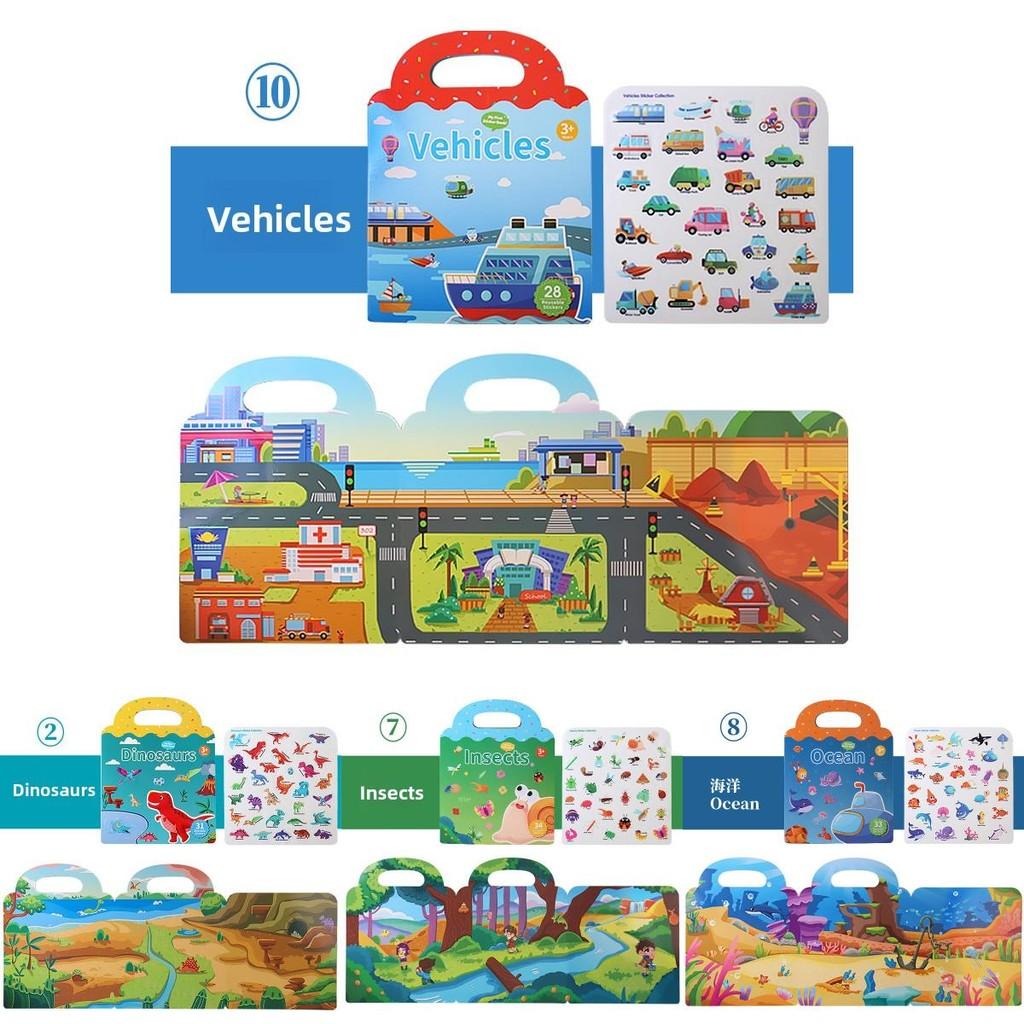 Childrens Sticker Book With Ocean And Dinosaur Scenes For Early Education And Focus Development