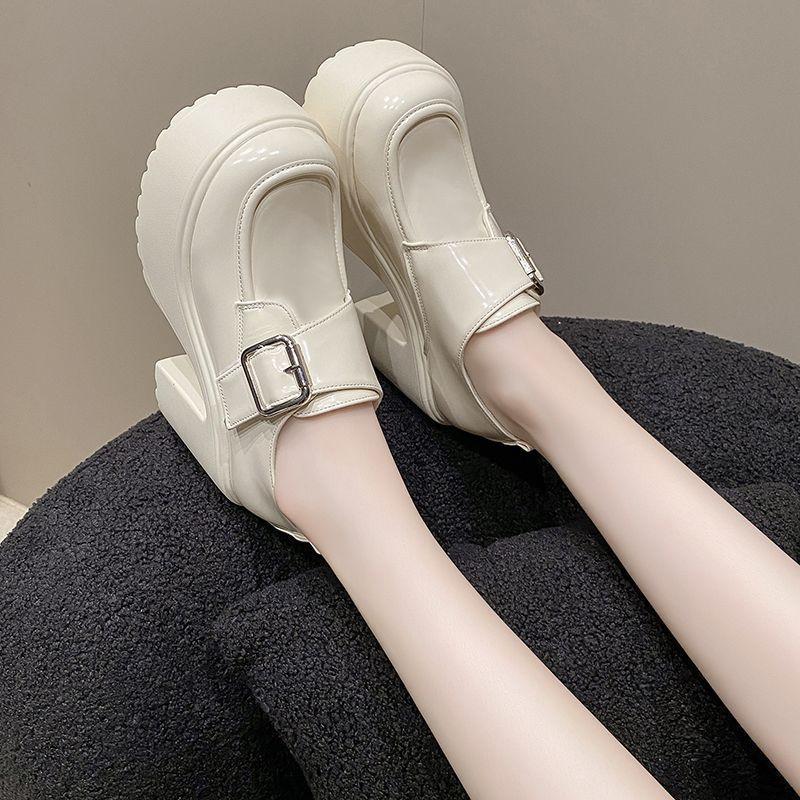 Small man increases height 10cm small leather shoes women's 2025 new platform fashion loafers Mary Jane muffin single shoes