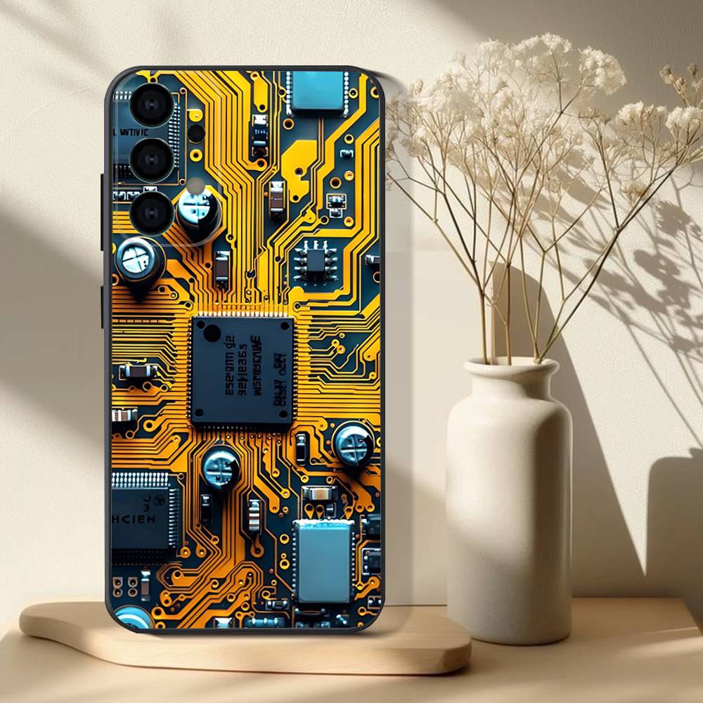 

Circuit Board Phone Case For Samsung S 25,24,23,22,30,21,10,9,Ultra,Plus,Lite,FE,4,5G Black Soft Case SamsungS9