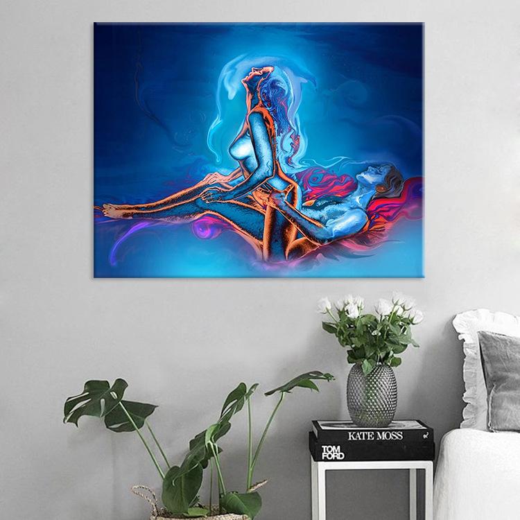 Rám z masivního dřeva Sexy muži a ženy Malba na plátně Abstrakt Make Love Plakáty a obrazy Ložnice Noční stěna Art Decora Olejomalba Obrázky