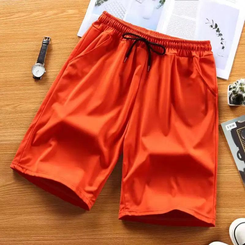 Men's Five-point Pants Summer Thin Breathable Shorts Wear Fashion Sports Beach Casual Pants Solid Color Comfortable Straight Micro-elastic Shorts