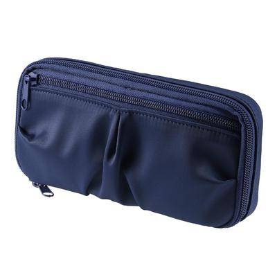 Plus FABFAB Large Capacity Pencil Case Pouch with Round Gusset, Drape Type, Navy, FL-240CA (Product Code: 98-887)