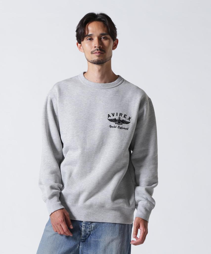 Avirex Varsity Logo Crew Neck Size Sweatshirt, Men's Large, 382, Oxford, 783-3932007