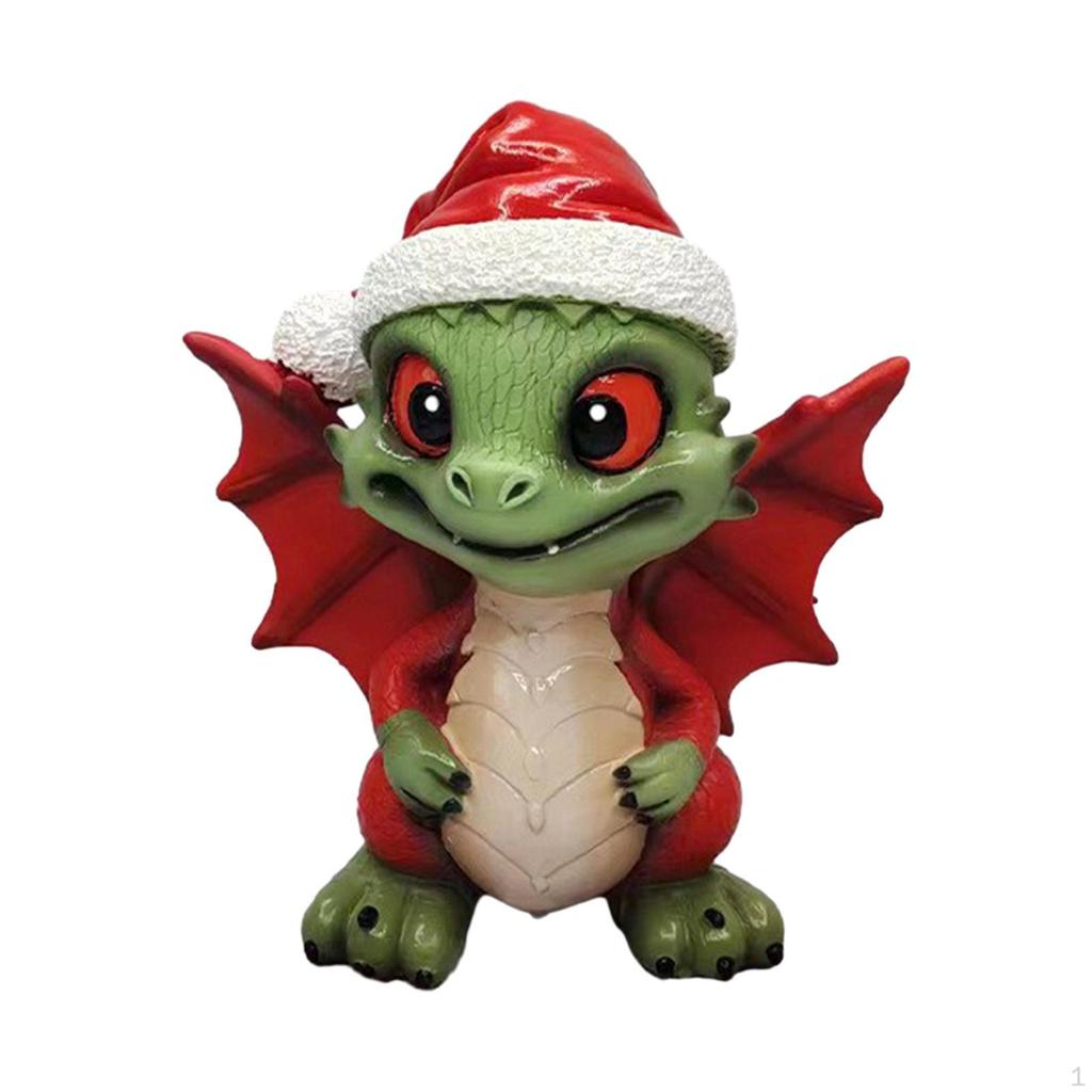 Christmas Decoration Dragon Figurine Miniature Lovely Xmas Statue Ornament for Home