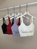 Double Shoulder Stripe Backless Yoga Bra with Fixed Cups