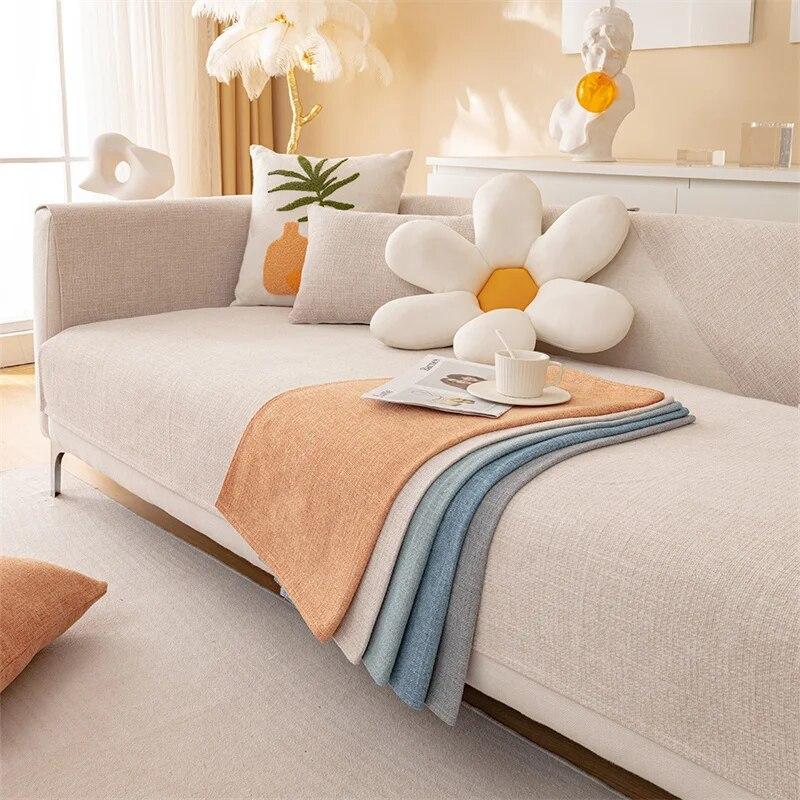 Non-slip Sofa Towel Universal Solid Color Couch Slipcovers Sofa Mat for Living Room 1PC Nordic Chenille Sofa Cover High Quality