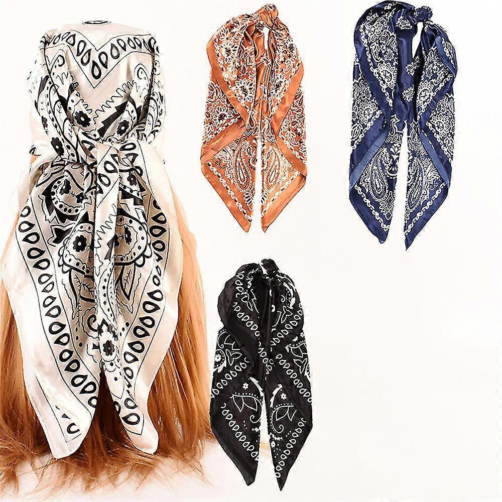 4 Stück 30 Zoll quadratische Schals Nachahmung Seide Haarbänder Satin Kopftücher für Damen