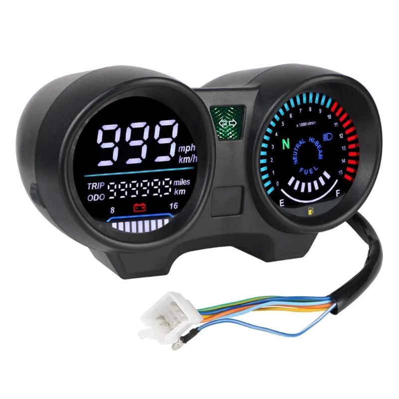 

Digital Display Speedometer Odometer Dashboard Suitable for CG150 Fan 150 Waterproof Motorbike Instrument LED Tachometer 1