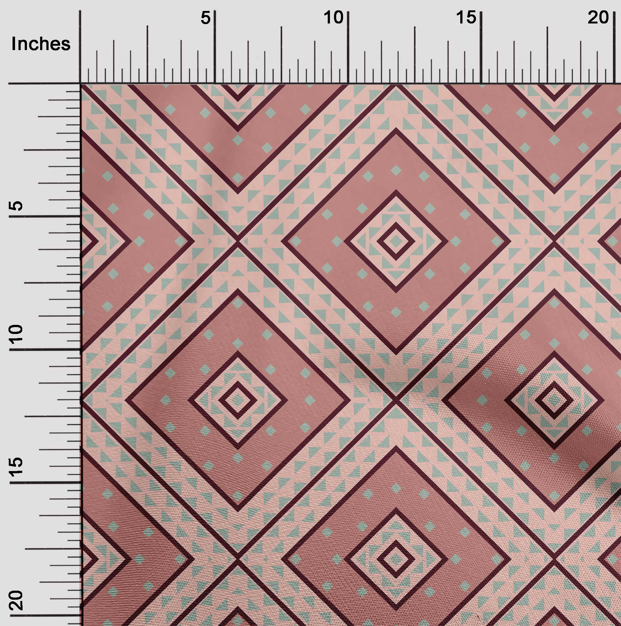 

oneOone Cotton Flex Fabric Diamond|Triangle & Check Geometric Print Sewing Fabric BTY 40 Inches 42 Inch Wide - Viscose Chiffon коричневий