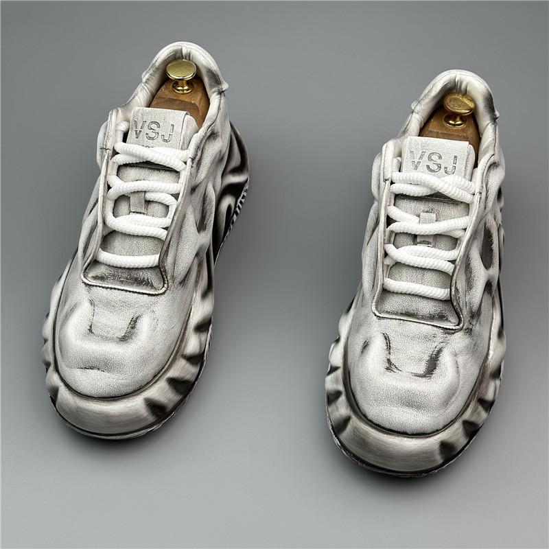 New Designer Vintage Unique Men's All Match Platform Causal Shoes Male Flats Moccasins Walking Clunky Sneakers