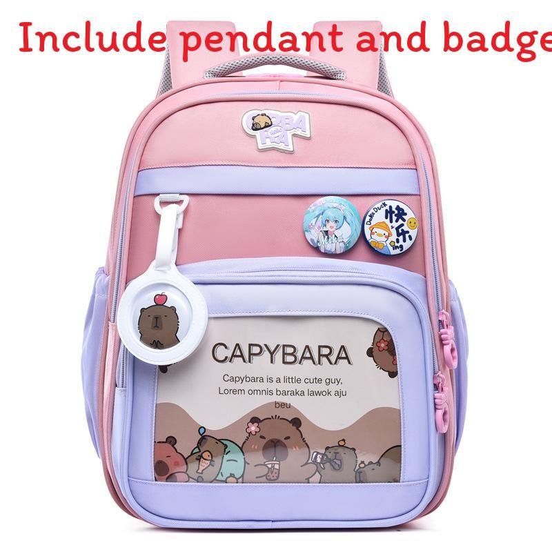 Capybara Cute Cartoon Pattern Children Large Capacity Backpack For School Use