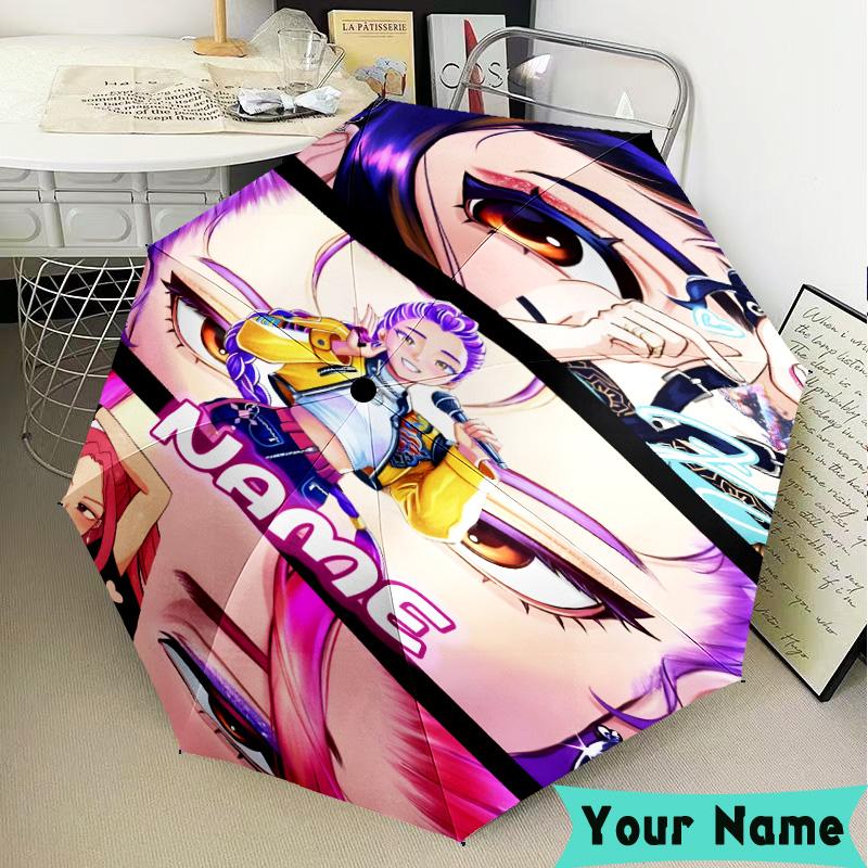 Custom Name Vibrant Anime KPop  Umbrella, Foldable Umbrella Suitable for Outdoor Shopping Travel Sports, Exquisite Gift for Family