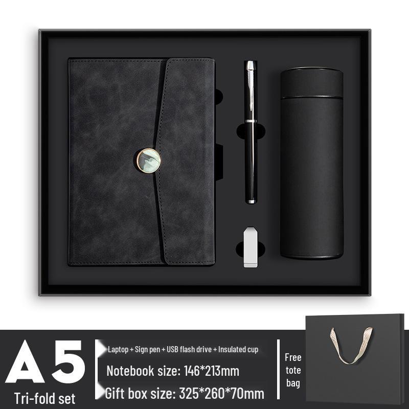 In-Stock A5 Notebook: Business Gift with Thickened Soft Leather, High-Appearance Design, Buckle Closure, and Gift Box