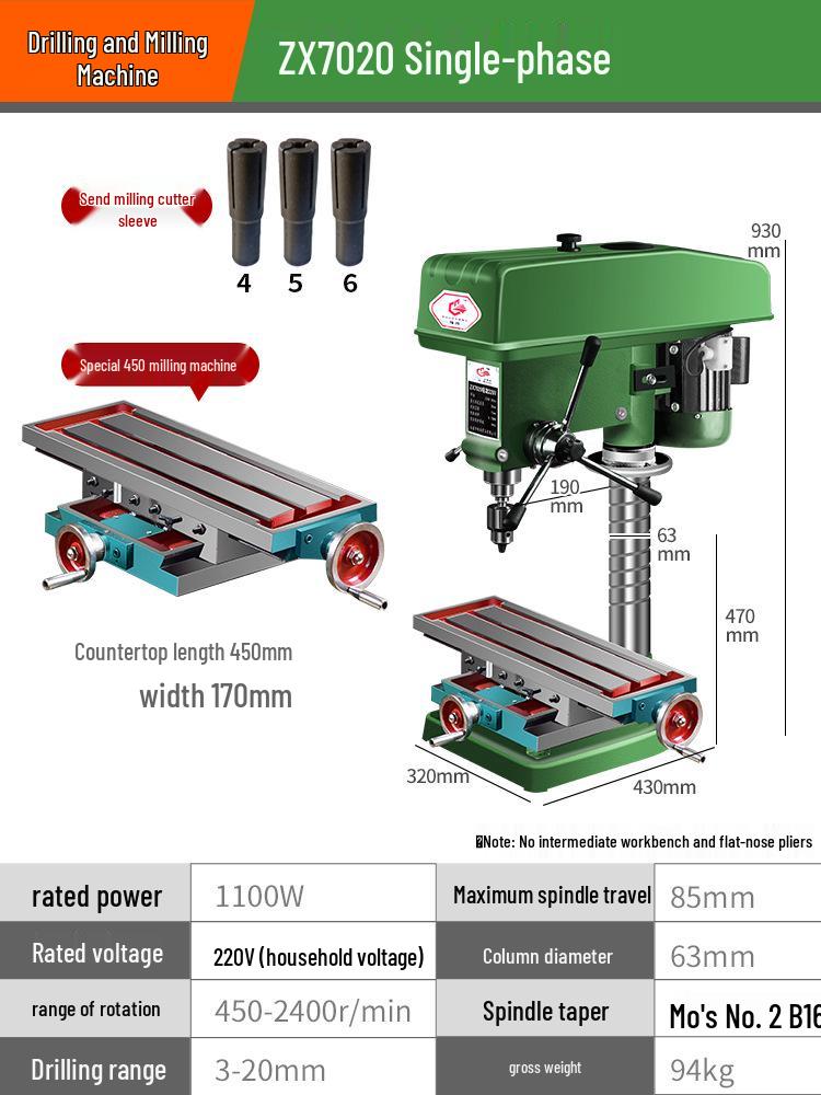 Shushang Industrial-Grade High-Precision Drill Press: Multipurpose Bench Drill, Tap, Mill Integrated Tapping, 220V/380V.
